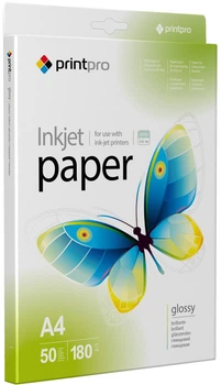 Фотобумага PrintPro A4 180 г/м2 50 листов Глянцевая (PGE180050A4)