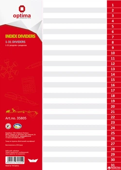 Разделитель пластиковый Optima А4 31 лист (О35805)