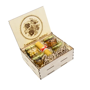 Подарочный медовый набор Anvi honey "Орешек" (4 баночки)