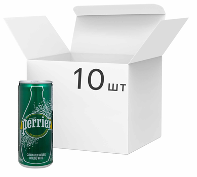 Упаковка мінеральної газованої води Perrier 0.25 л Мультипак х 10 шт (7613033666445)