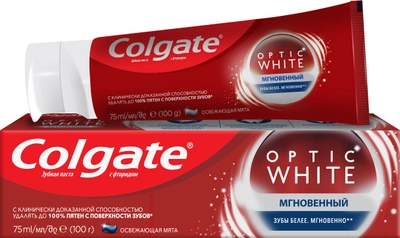 Зубная паста Colgate Optic White отбеливающая Мгновенное отбеливание 75 мл (8714789930817)