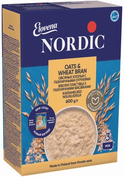 Хлопья овсяные NordiC с пшеничными отрубями 600 г (6416597838454)