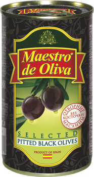 Маслины черные без косточки Maestro de Oliva 360 г (8436024290561)
