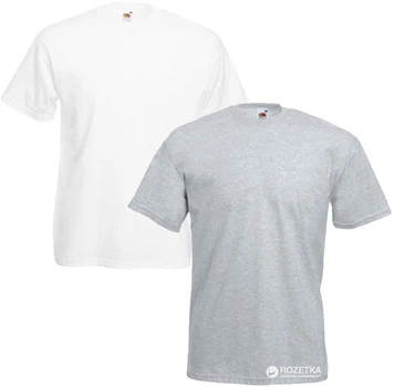 Набор футболок хлопковых длинных мужских Fruit of the loom Valueweight 061363094 XL 2 шт Белый/Серый (5000000088476)