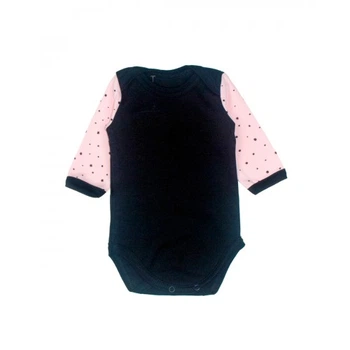 Бодик черный с розовыми рукавами Little stars MISHKA 1479 Размер 56