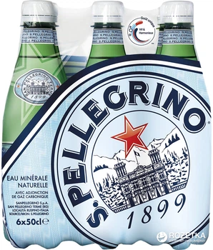 Упаковка минеральной газированной воды S.Pellegrino 0.5 л Мультипак х 6 бутылок (8002270049941)