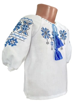 Вишиванка для дівчинки НОКО "Яринка" Біла з синім 30 07029-1-30 116 см