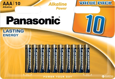 Батарейки Panasonic Alkaline Power щелочные AAA блистер, 10 шт (LR03REB/10BW)