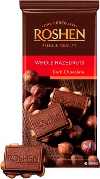 Шоколад Roshen Екстра з цілими лісовими горіхами 90 г (4823077613203)