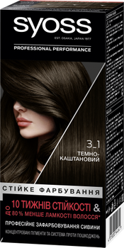 Стійка фарба для волосся SYOSS 3-1 Темно-каштановий 115 мл (9000100632706)
