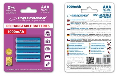 Аккумулятор Esperanza Ni-MH AAA 1000 мАч 4 шт (EZA102B)