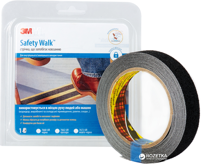 Клейкая антискользящая лента 3M Safety Walk 7660 средней зернистости 25 мм х 5 м Черная (7660)