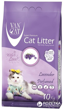 Наповнювач для котячого туалету Van Cat Super Premium Quality Lavender Бентонітовий грудкуючий 10 кг (12 л) (8699245857849)