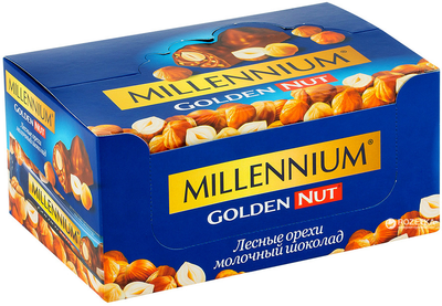 Упаковка шоколаду Millennium Golden Nut Молочний з цілим горіхом 40 г х 14 шт (4820075504250)