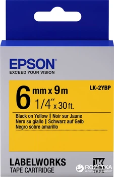 Картридж зі стрічкою Epson LabelWorks LK2YBP 6 мм/9 м Black/Yellow (C53S652002)
