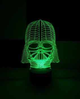 3d-светильник Дарт Вейдер (Звездные войны, Star wars), 3д-ночник, несколько подсветок (на батарейке)