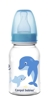 Пляшка з вузьким отвором 120 мл з малюнком LOVE&SEA Canpol Babies Блакитна (5903407593005)