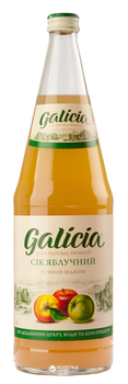 Упаковка соку Galicia Яблучний прямого віджиму неосвітлений 1 л х 6 пляшок (4820209560053)