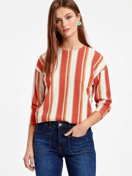 Жіноча кофта LC Waikiki в смужку 3XL Біло-караловая (LCW Woman -1622)