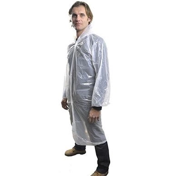 Защитный халат полиэтиленовый с капюшоном Medicom 10 шт Белый