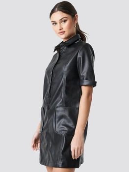 Сукня-сорочка коротка осіння жіноча NA-KD 1018-002538-0002 2XS Чорна (7325941556656)