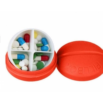 Контейнер для таблеток на 4 отделения красный - R152647