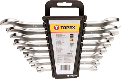 Набор рожковых ключей TOPEX двусторонних 6 х 22 мм 8 шт CrV (35D656)