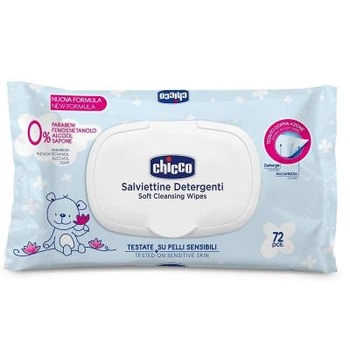 Дитячі вологі серветки Chicco м'які, що очищають 72 шт. (09163.00)