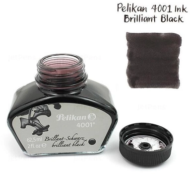 Чернила Pelikan 4001 Brilliant Black в стеклянном флаконе 62.5 мл Черные (329144)