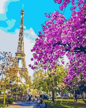 Картина за номерами BrushMe Париж. Цвітіння вишні, 40 х 50 см (BK-GX3777)