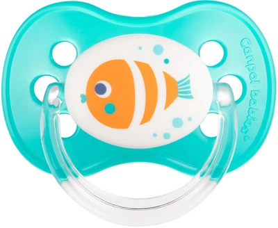 Пустышка силиконовая круглая Canpol Babies Love&Sea 0-6 мес Бирюзовый (22/410 Бірюзовий)