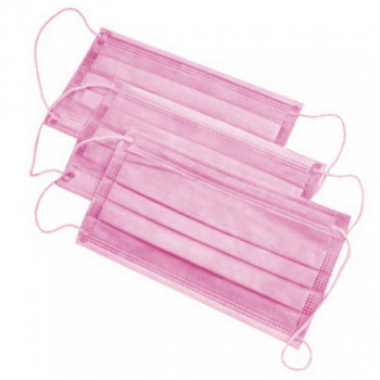 Маски медичні на резинці Одетекс (3 шарові) - 50 шт/уп, рожеві