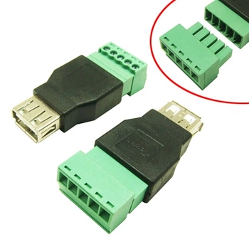 Переходник USB 2.0 Type-A гнездо разъем мама - клеммники 5pin Без бренда