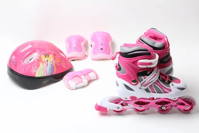 Роликовые коньки Super Champion Set-B 33-36 розовый с защитой
