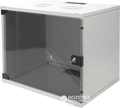 Шафа настінна серверна Digitus Professional SOHO 19" зі скляними дверима 9U Сіра (DN-1909-U-S-1)
