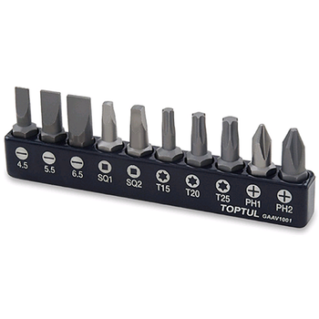 Набір біт 10од. 1/4" (PH, SL, TORX, SQ) GAAV1001 TOPTUL
