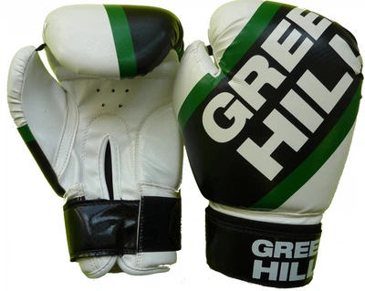 Рукавички бокс GREEN HILL PASSION штучна шкіра біілий/чорний/зелений 12oz