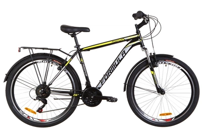Велосипед 26" Formula MAGNUM AM 14G Vbr St с багажником зад St с крылом St 2019 черно-желтый (OPS-FR-26-310)