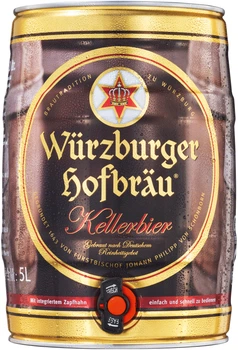 Пиво Wurzburger Kellerbier світле нефільтроване 5.4% 5 л (4047900005090)