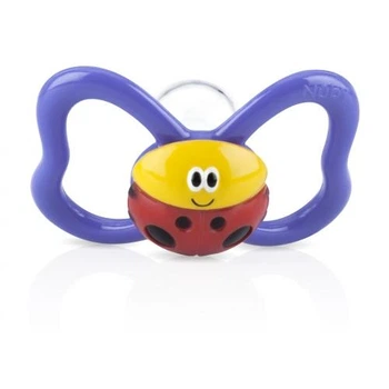 Пустушка анатомічна Веселі жучки, 0-6 m, Nuby (фіолетова)