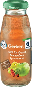 Упаковка Сока Gerber Яблоко / виноград / шиповник с 6 месяцев 175 мл х 12 шт (7613033520778)