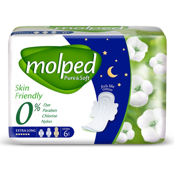 Гигиенические прокладки Molped Pure Soft Night 6 капель 6x24 (8690536843268)