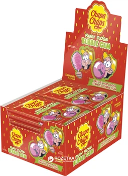 Упаковка жувальної гумки Chupa Chups Fairy Floss Strawberry солодка вата 12 x 11 г (6911316100817_6911316110816)