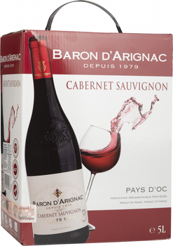 Вино Baron d'Arignac Cabernet Sauvignon червоне сухе 5 л (3263286318048)