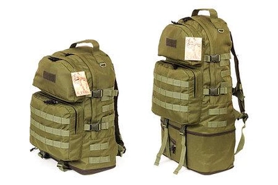 Тактичний туристичний супер-міцний рюкзак трансформер 40-60 5.15.b літрів Олива.