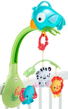 Мобиль для кроватки Fisher-Price 3 в 1 Друзья тропического леса со звуковым эффектом CHR11