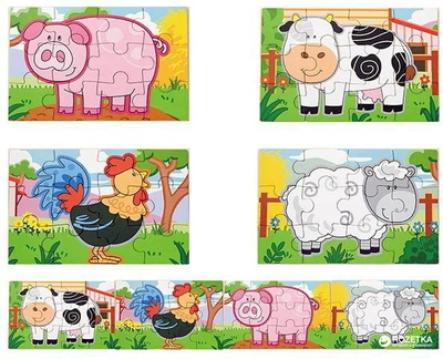 Набор деревянных пазлов Viga Toys Ферма 4 в 1 48 элементов (50069)
