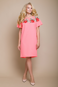 Платье "Марта" (коралл) 50 (XL)