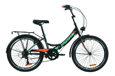 Складаний Велосипед міський (дорожній) 24" Formula Smart 2020 7 ск. з ліхтарем чорно-помаранчевий з бірюзовим на зростання 130-170 см (OPS-FR-24-226)