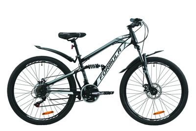 Велосипед двопідвіс гірський (спортивний) 26" Formula Blaze 2020 рама 15" чорно-сірий з білим на зріст 150-170 см (OPS-FR-26-382)